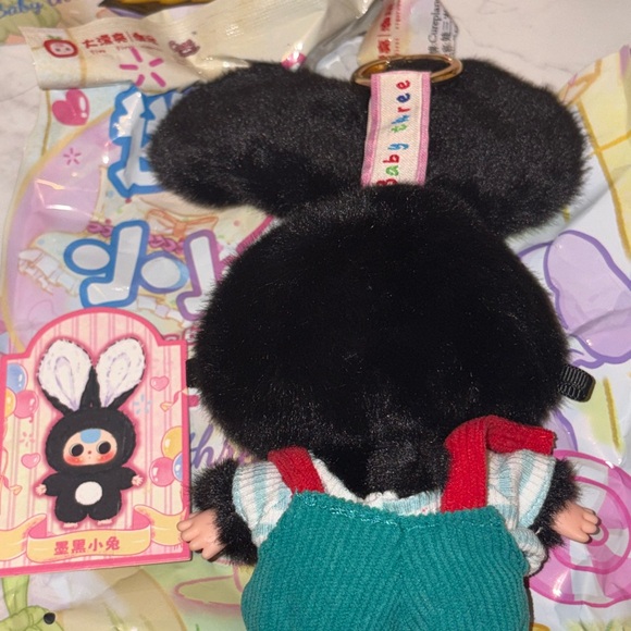 Baby Three Mini Bunny CONFIRMED Black Bunny Pendant *Defect - Picture 3 of 5